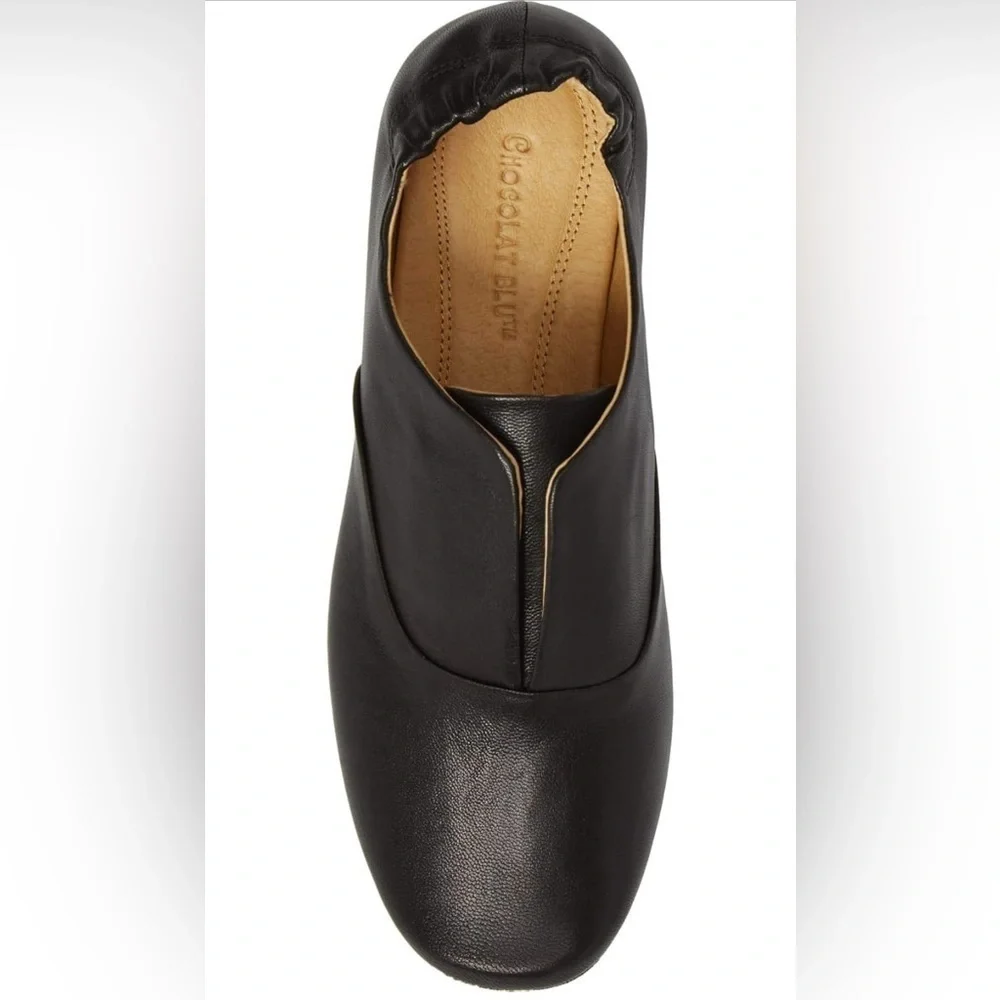 Chocolat Blu Mario - Dimensional Slip On Flat - Black Leather Size 9